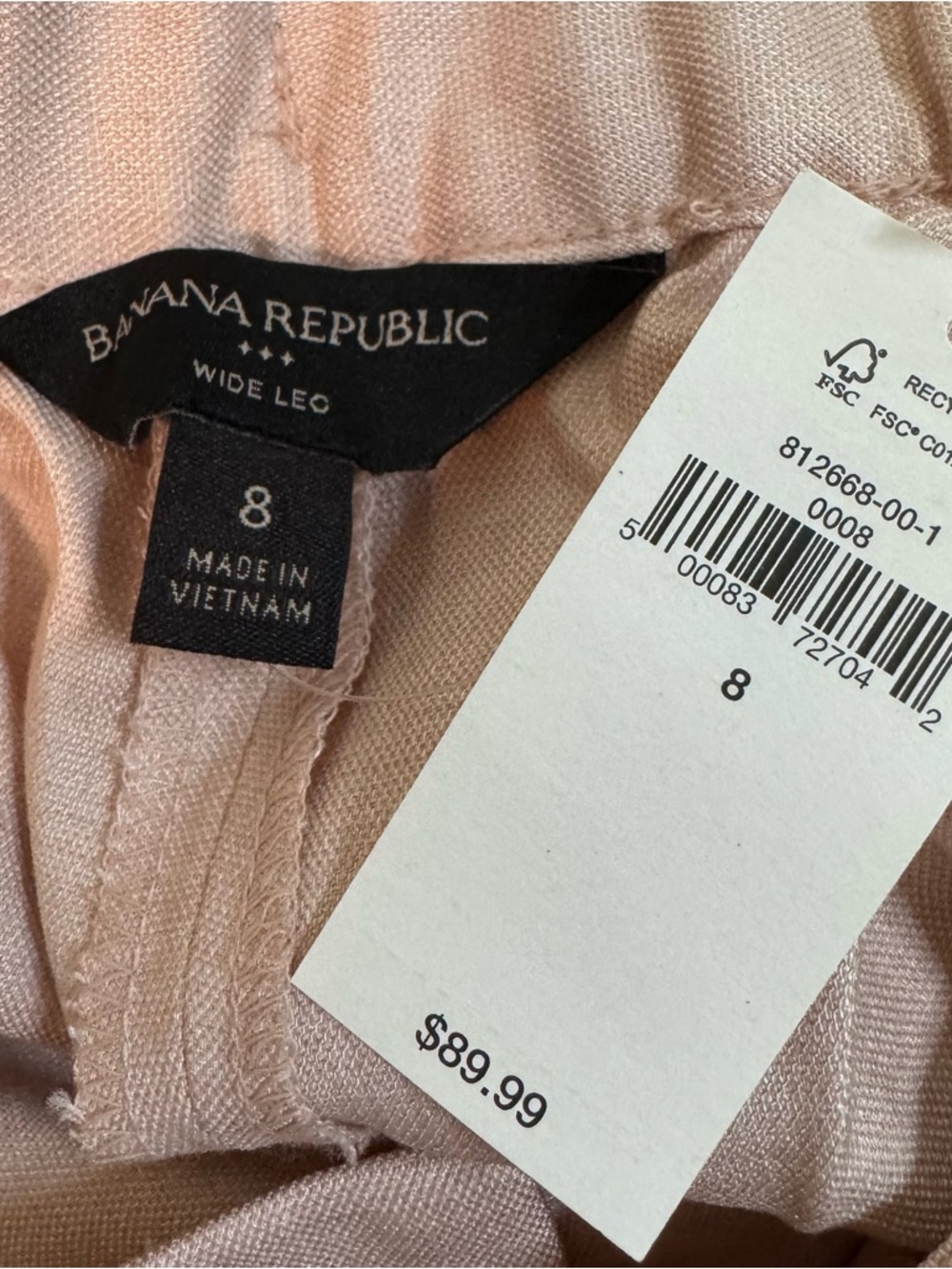 Banana Republic High Rise Pleated Wide Leg Trousers Pink Classpin. NWT 8 (31X31) - Picture 4 of 14